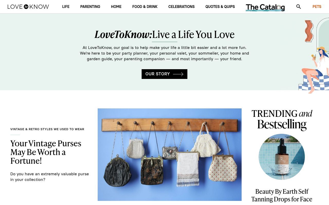 Homepage screenshot of lovetoknow.com