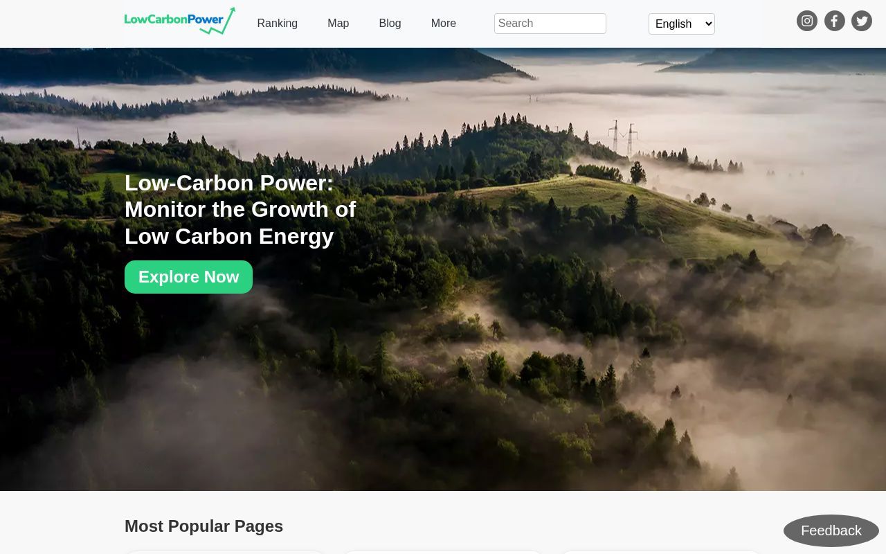 Homepage screenshot of lowcarbonpower.org