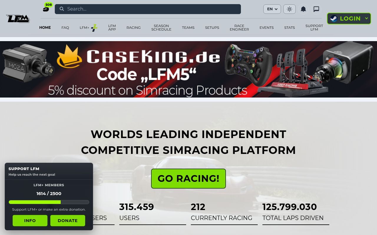 Homepage screenshot of lowfuelmotorsport.com