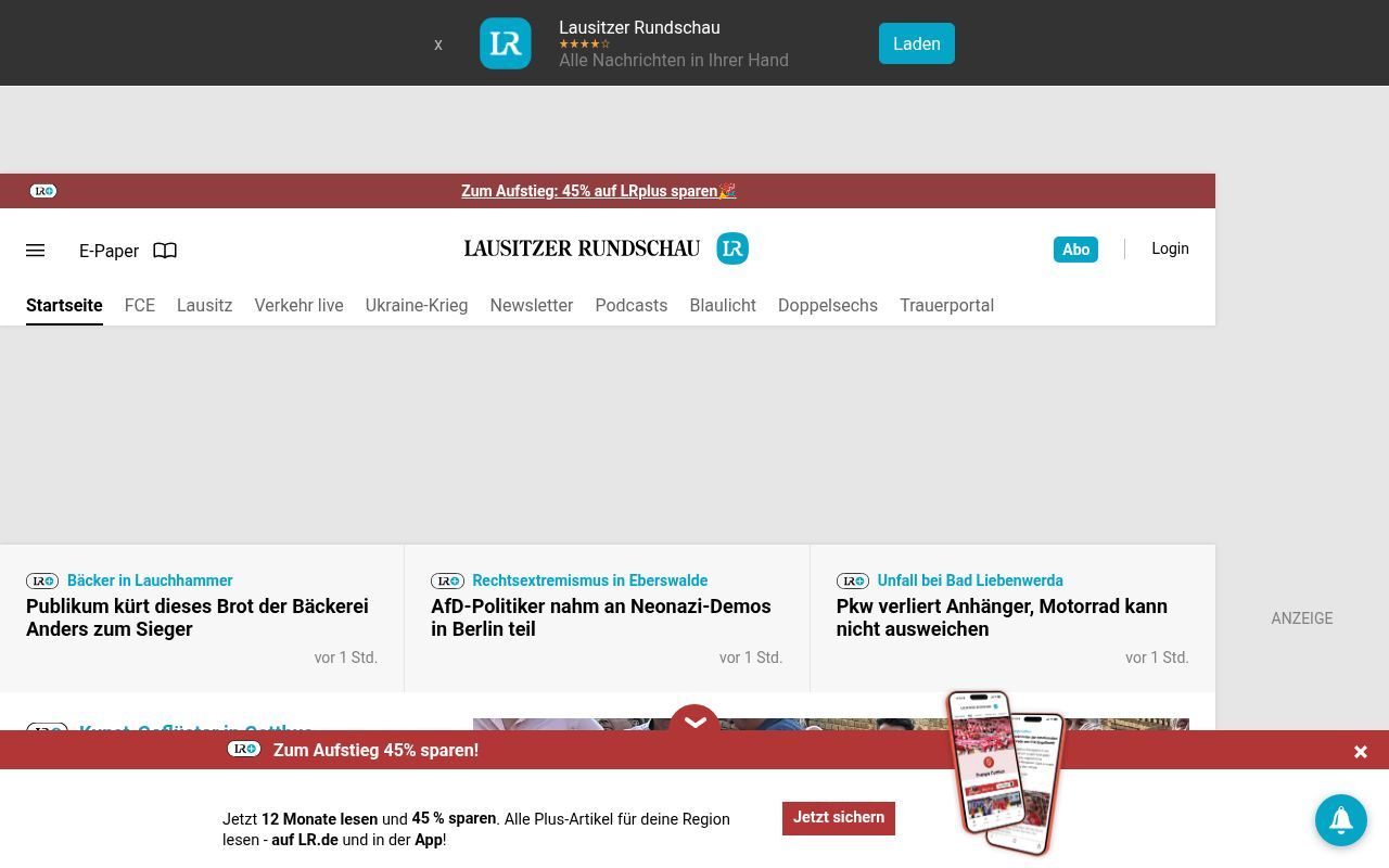 Homepage screenshot of lr-online.de