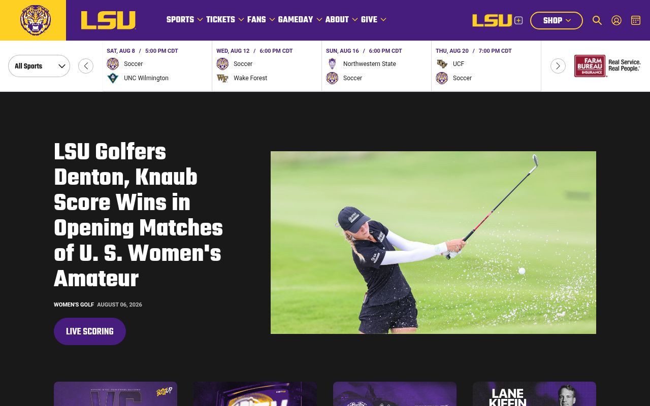 Homepage screenshot of lsusports.net