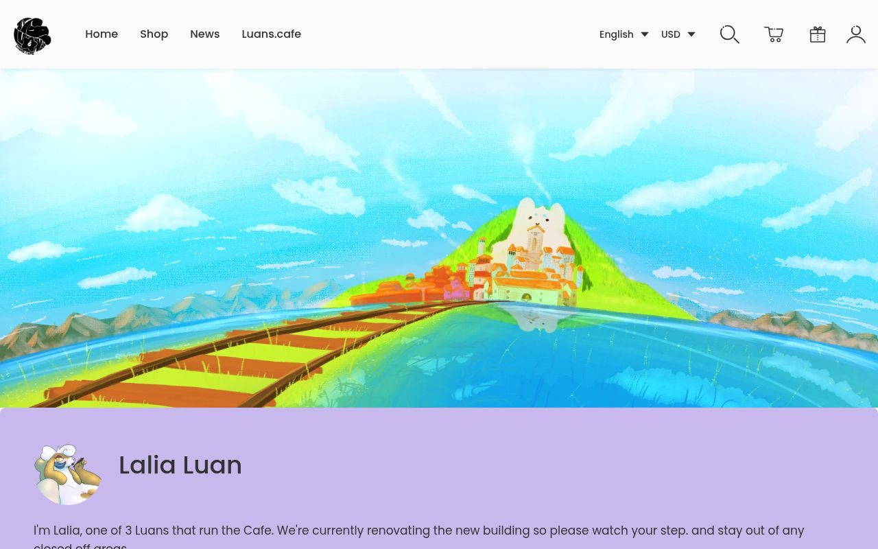 Homepage screenshot of luanscafe.artiststore.com