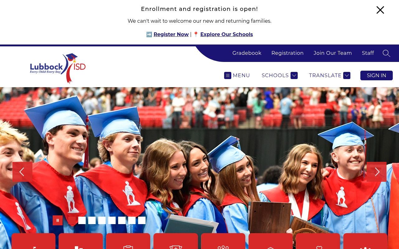 Homepage screenshot of lubbockisd.org