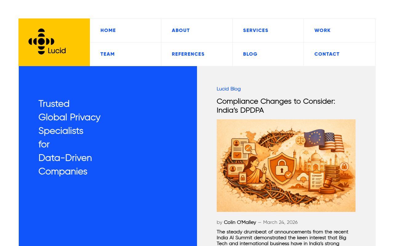 Homepage screenshot of lucidprivacy.io