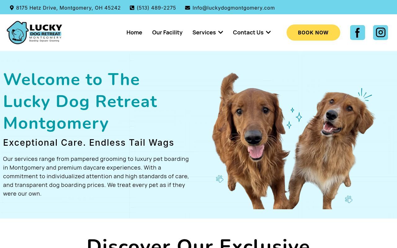 Homepage screenshot of luckydogmontgomery.com