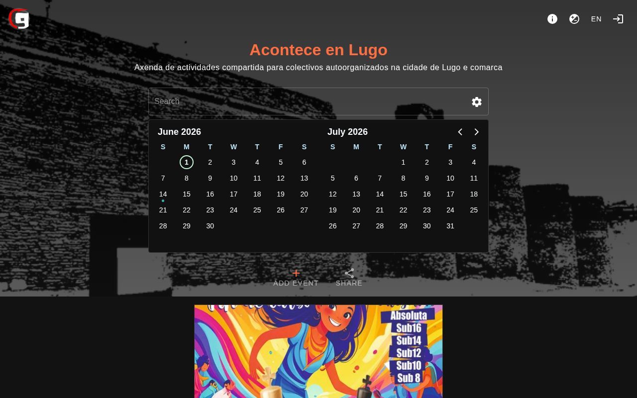Homepage screenshot of lugo.acontece.gal