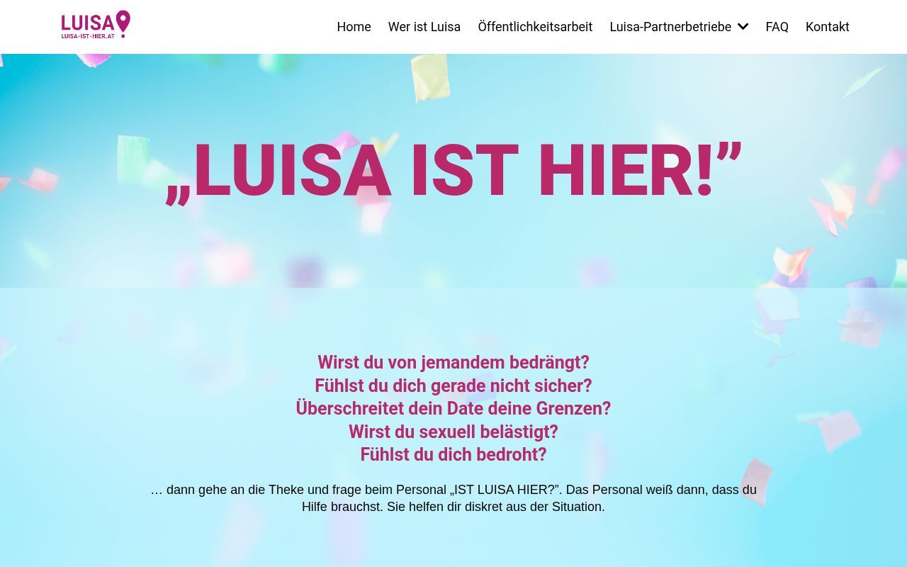 Homepage screenshot of luisa-ist-hier.at