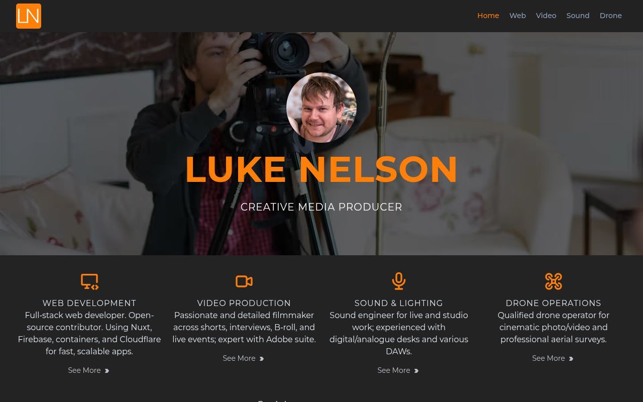 Homepage screenshot of lukenelson.uk
