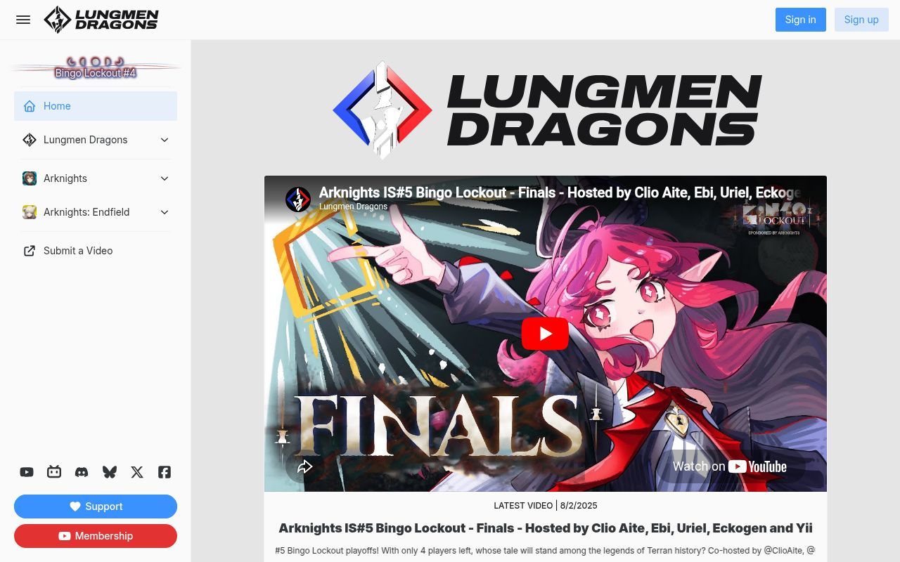 Homepage screenshot of lungmendragons.com