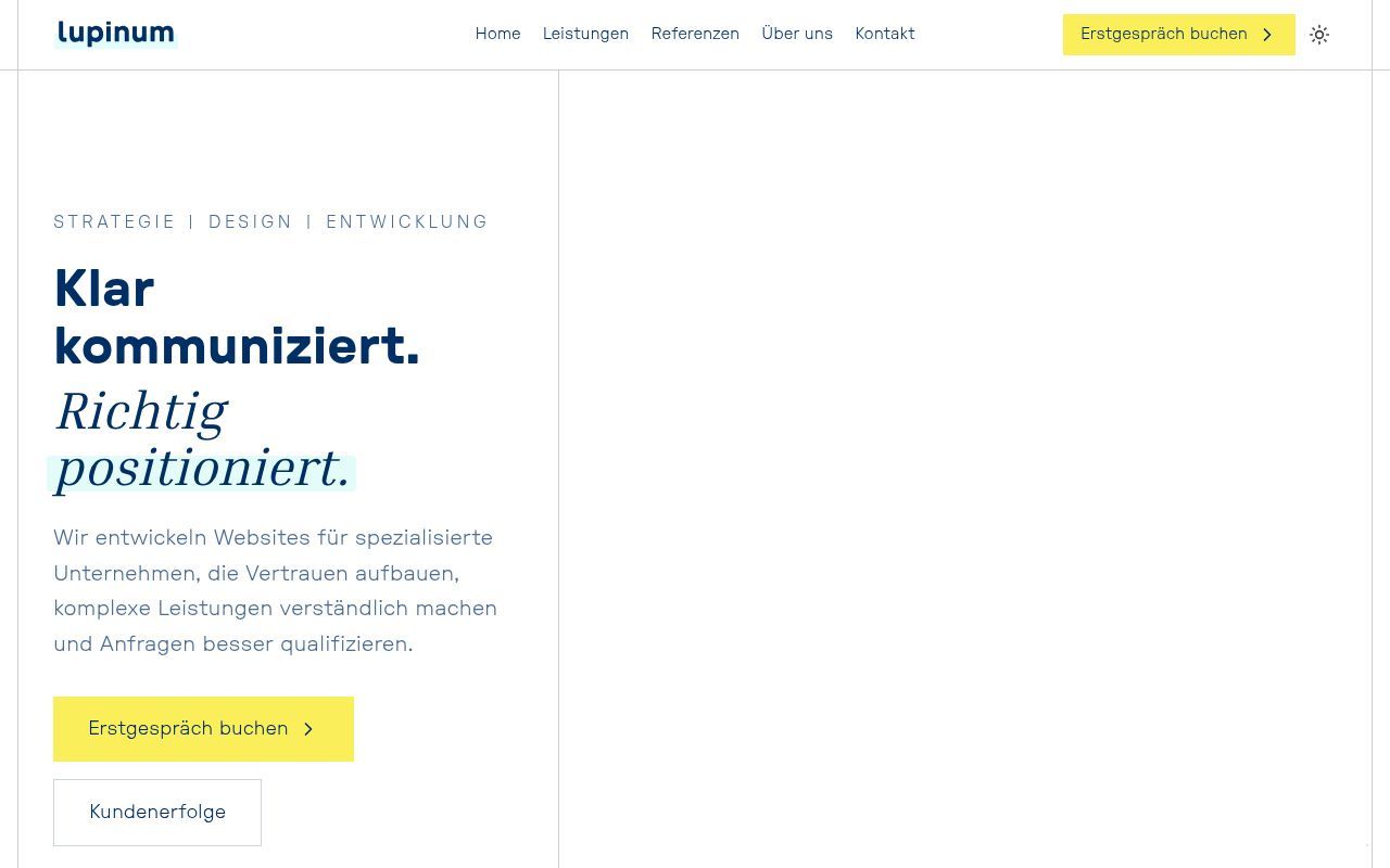 Homepage screenshot of lupinum.com