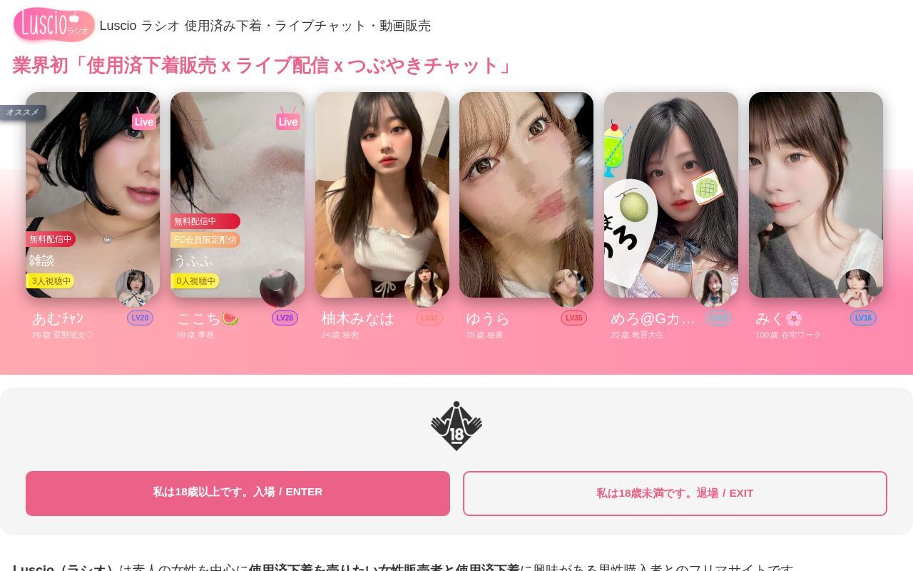 Homepage screenshot of luscio.jp
