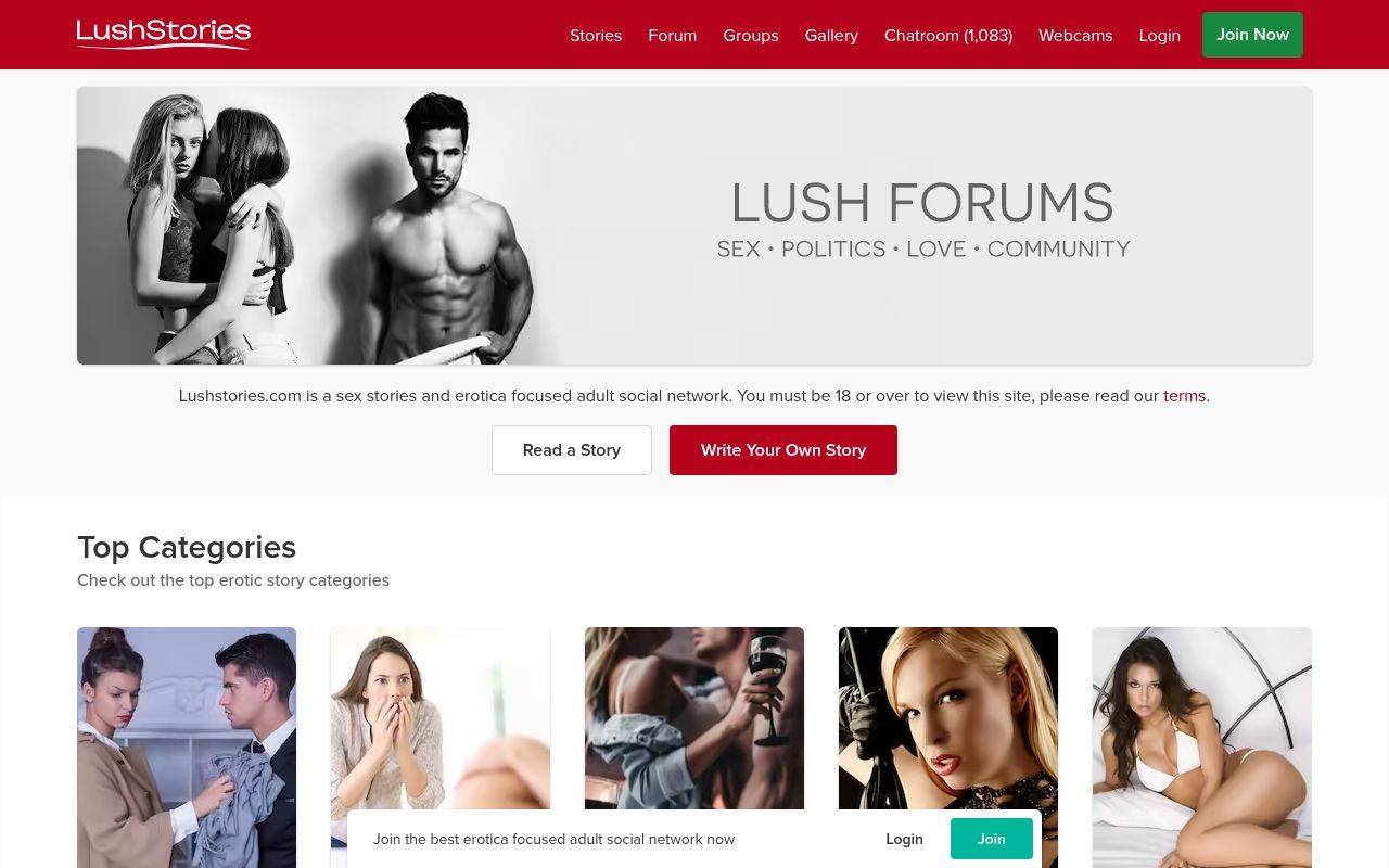 Homepage screenshot of lushstories.com