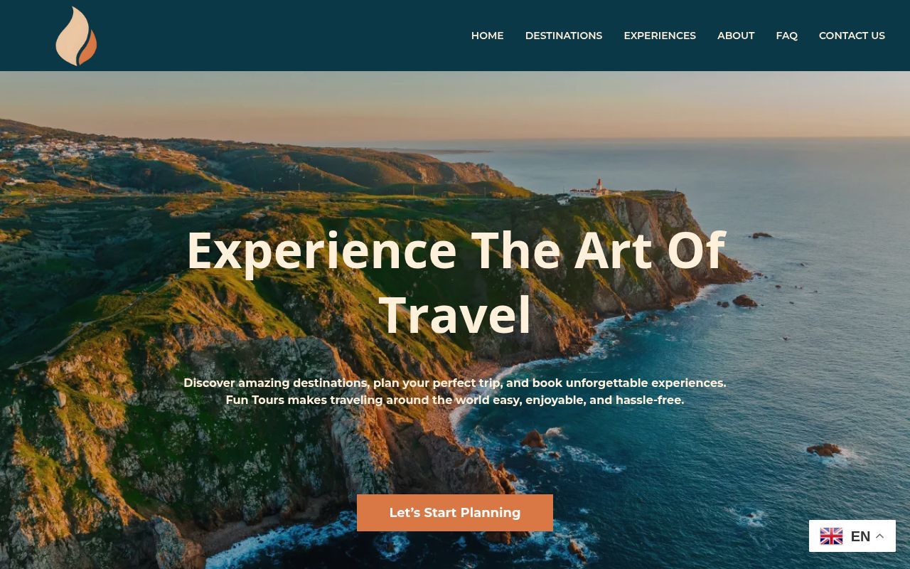 Homepage screenshot of luxefuntours.com