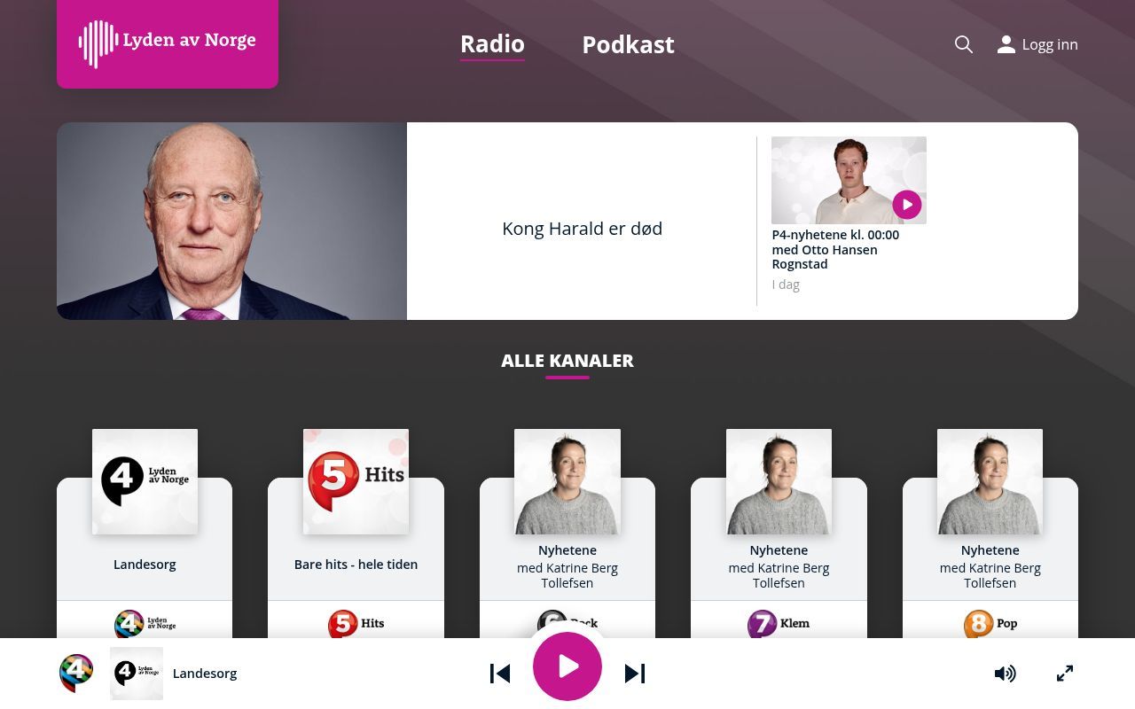 Homepage screenshot of lydenavnorge.no