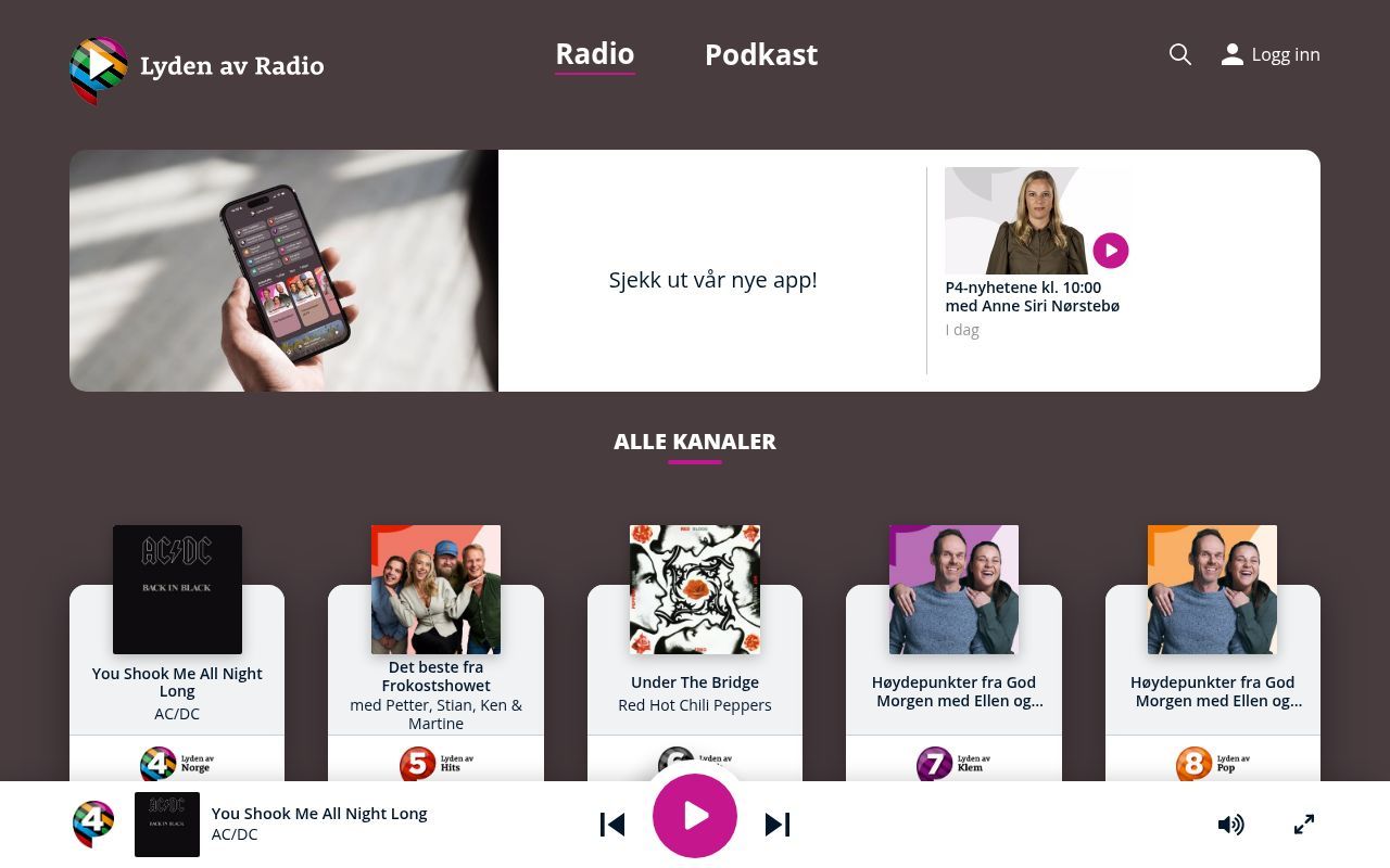 Homepage screenshot of lydenavradio.no