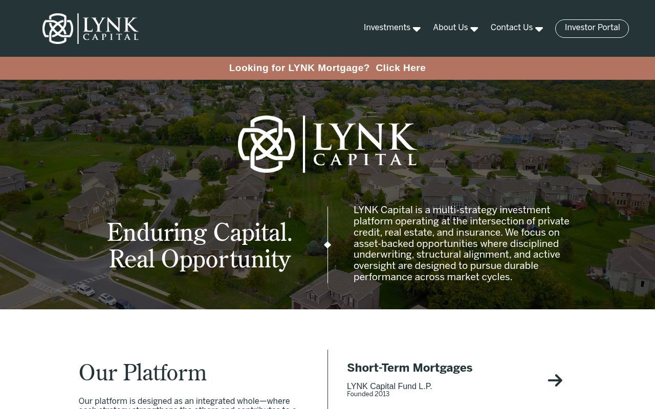 Homepage screenshot of lynkcapital.com