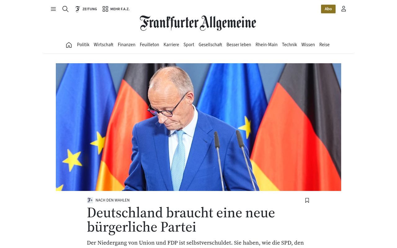 Homepage screenshot of m.faz.net