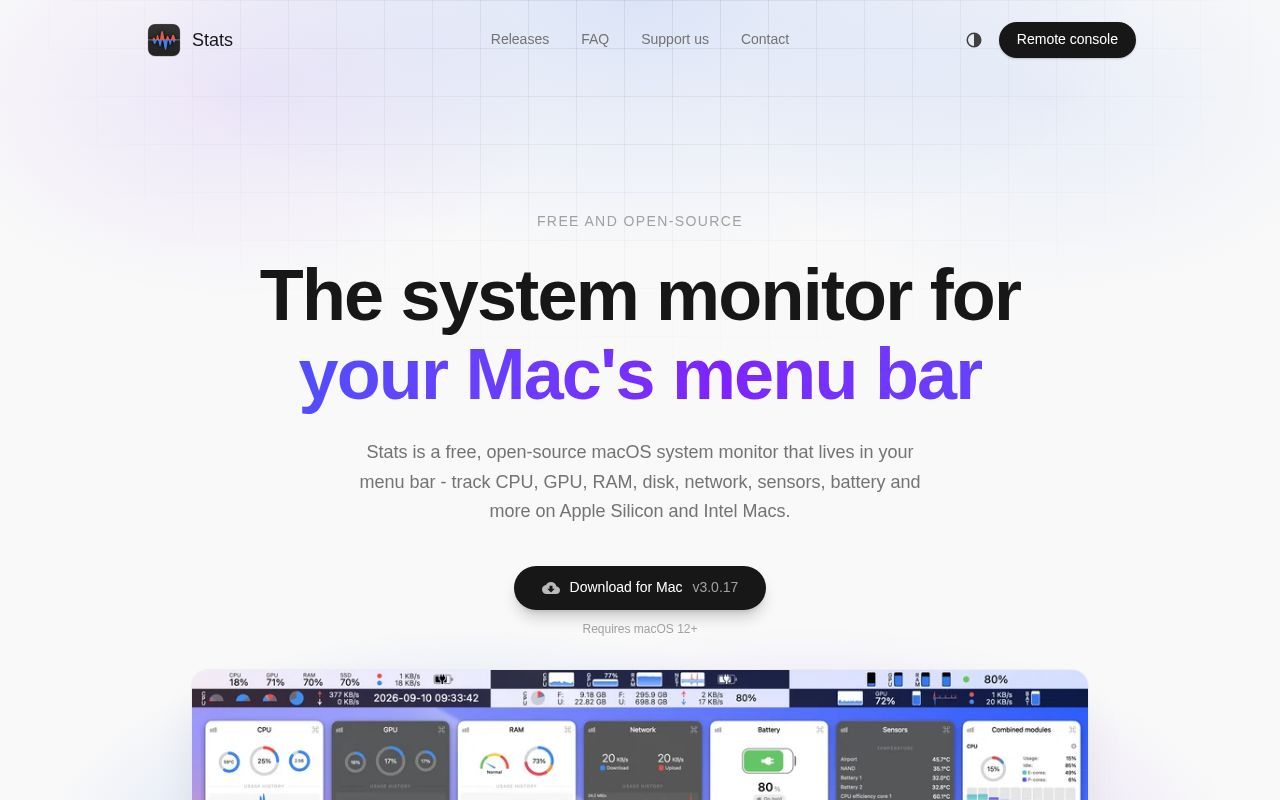 Homepage screenshot of mac-stats.com