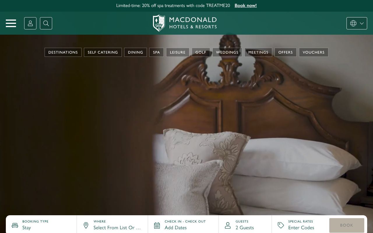 Homepage screenshot of macdonaldhotels.co.uk