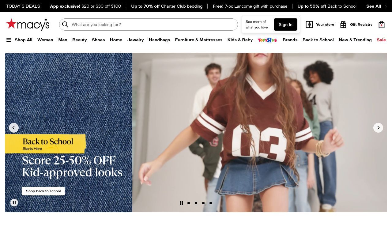 Homepage screenshot of macys.com