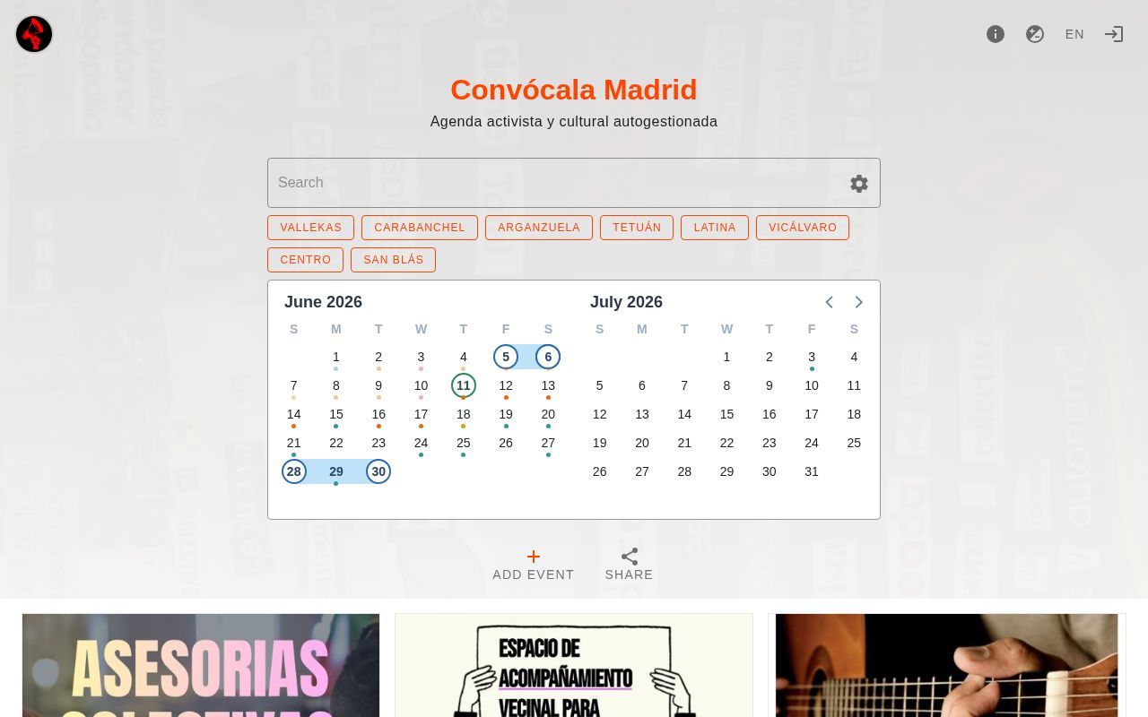 Homepage screenshot of mad.convoca.la