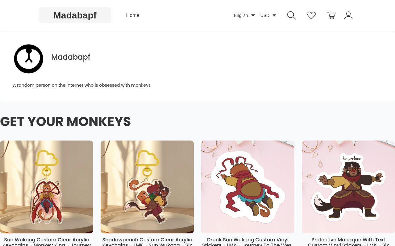 Homepage screenshot of madabapf.artiststore.com