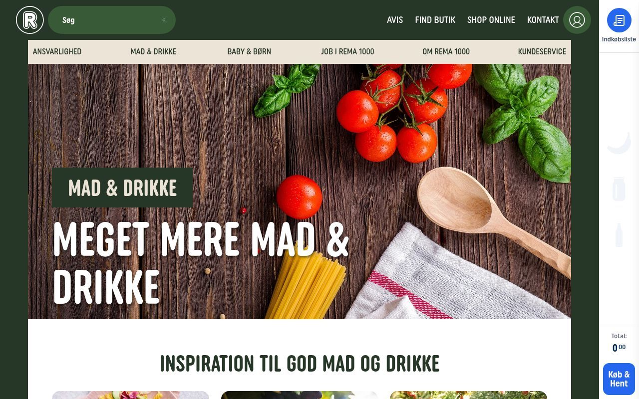 Homepage screenshot of madogdrikke.rema1000.dk