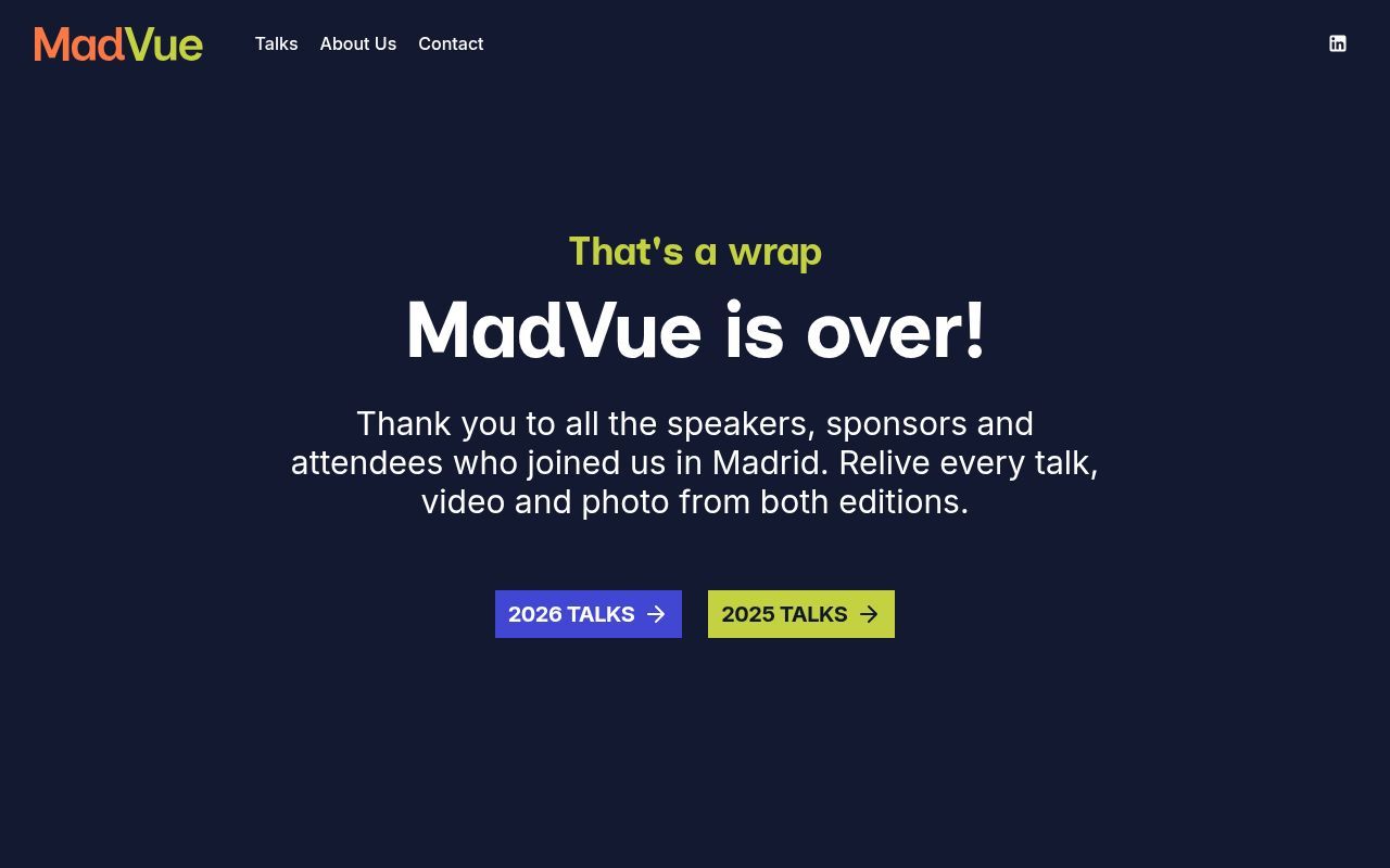 Homepage screenshot of madvue.es