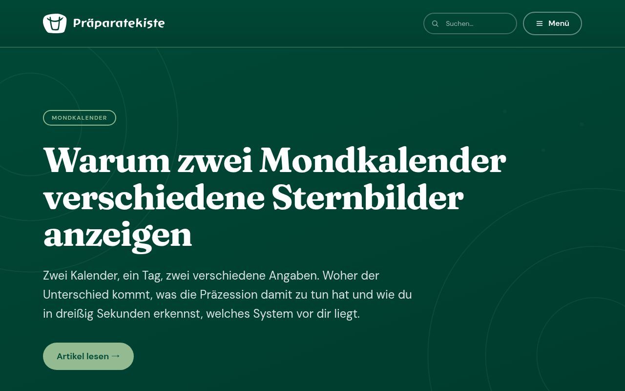 Homepage screenshot of magazin.praeparatekiste.de