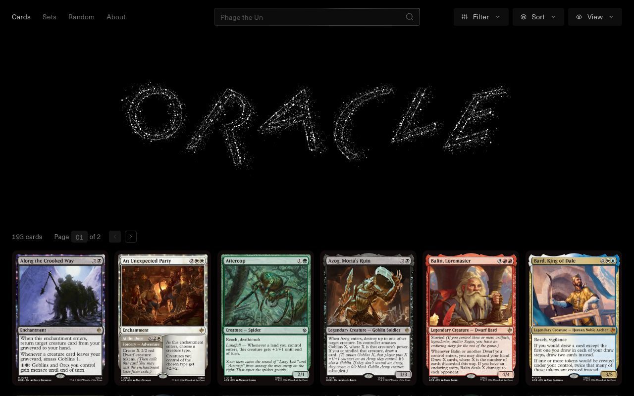 Homepage screenshot of magic-oracle.com