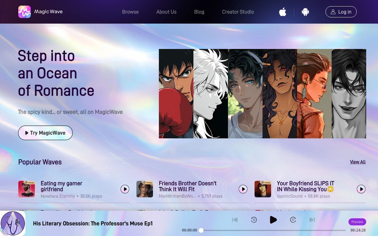 Homepage screenshot of magic-wave.com