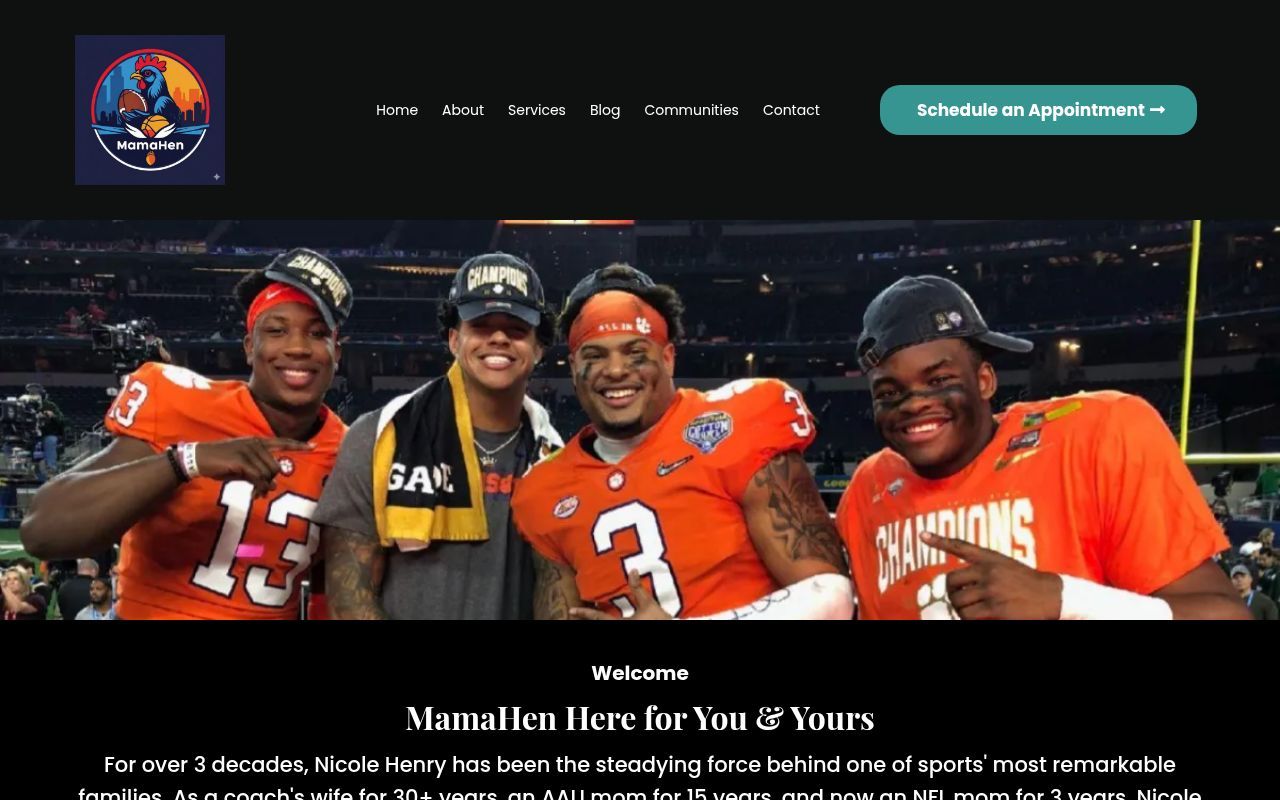 Homepage screenshot of mamahen.org