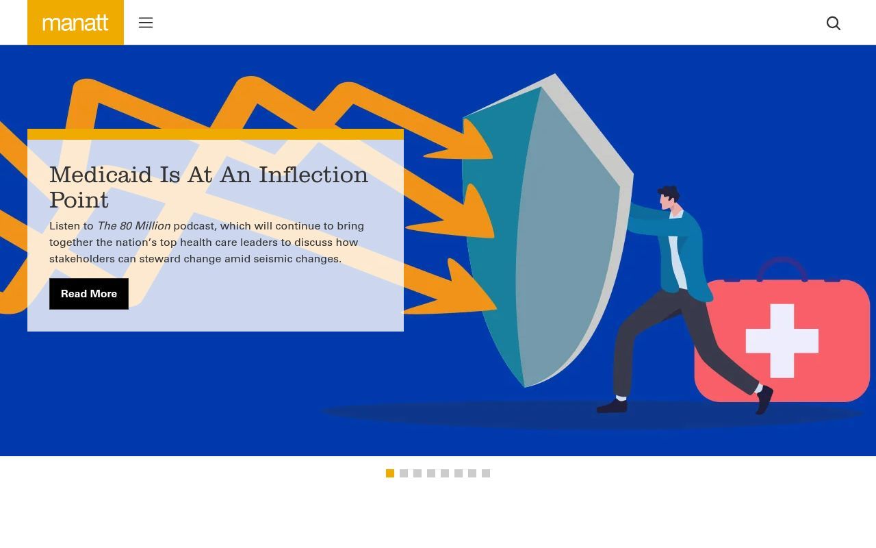 Homepage screenshot of manatt.com