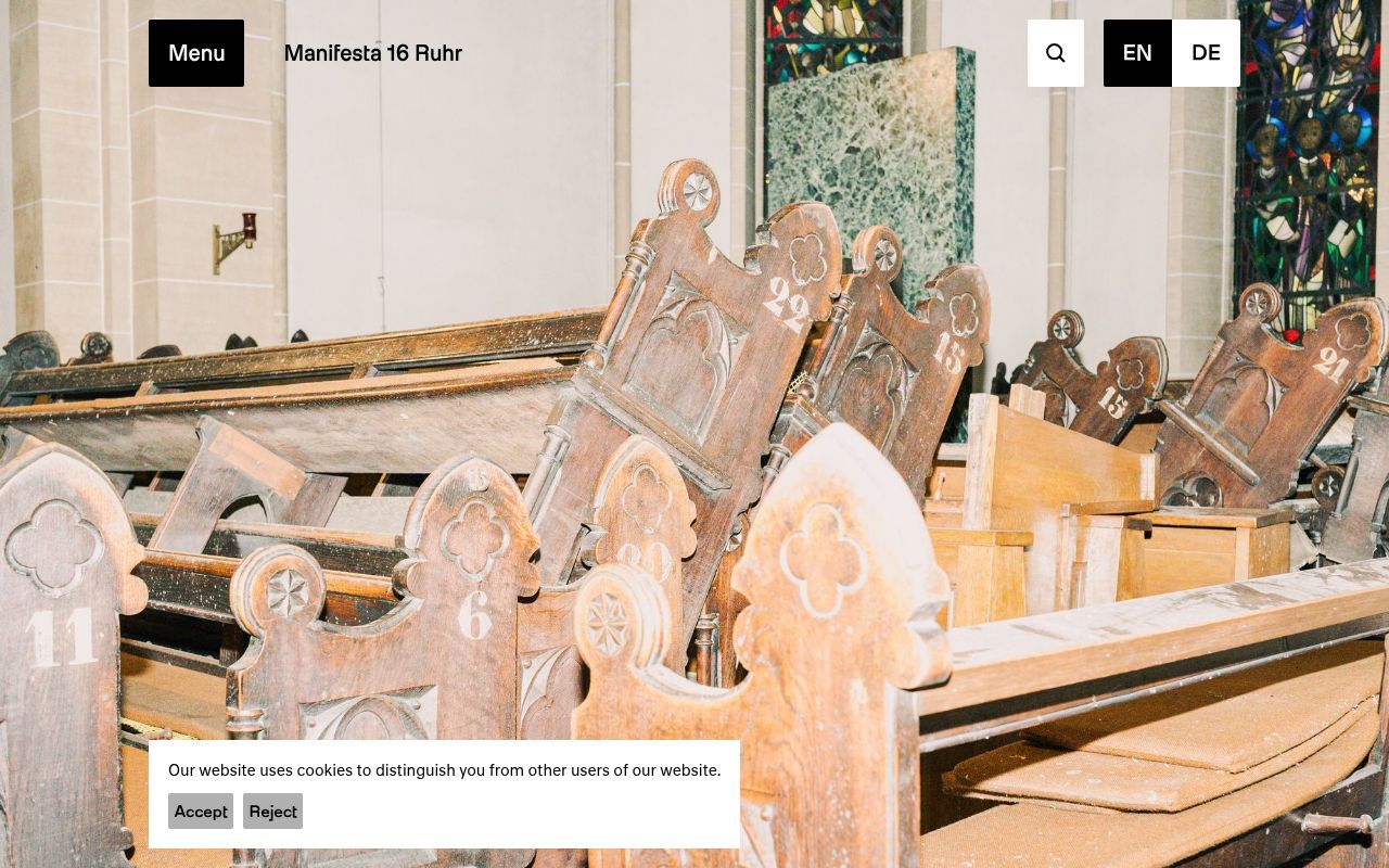 Homepage screenshot of manifesta16.org