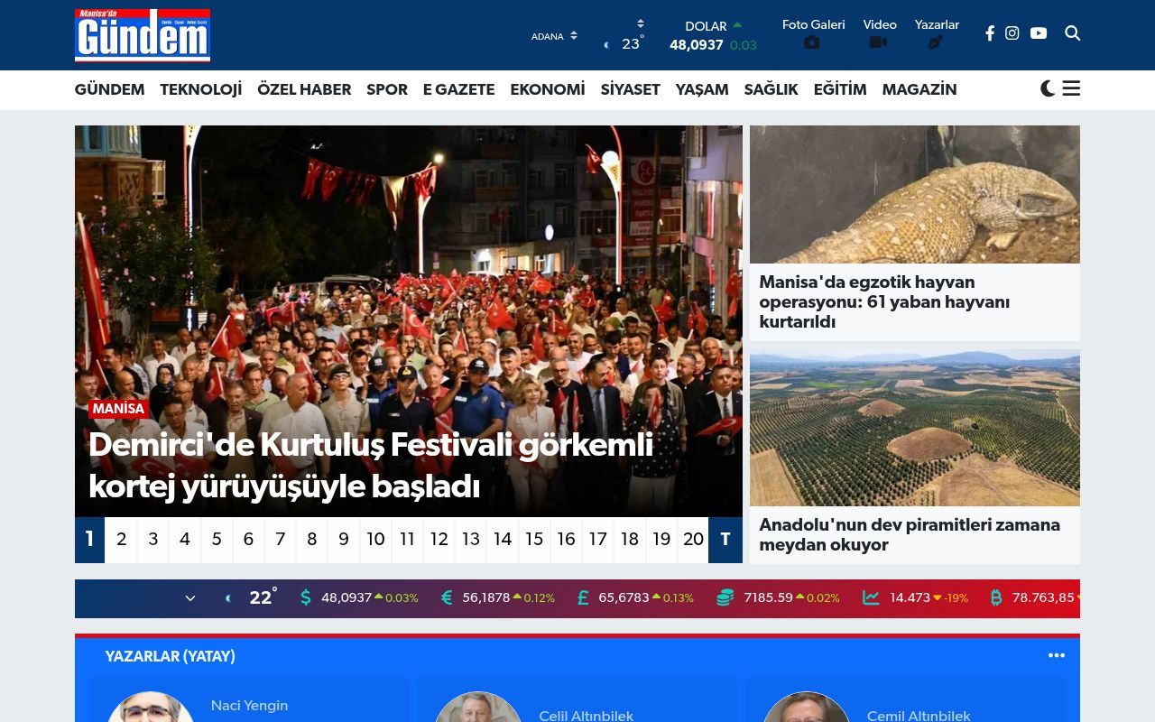 Homepage screenshot of manisadagundem.com
