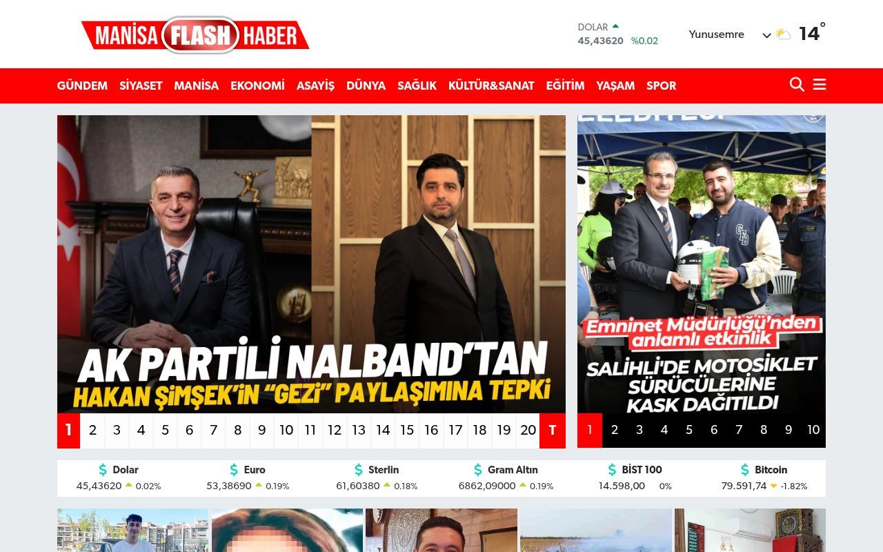 Homepage screenshot of manisaflashhaber.com