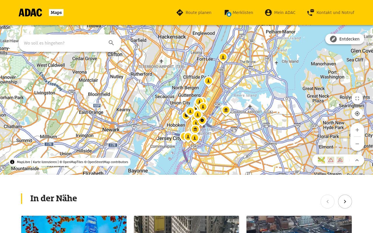 Homepage screenshot of maps.adac.de