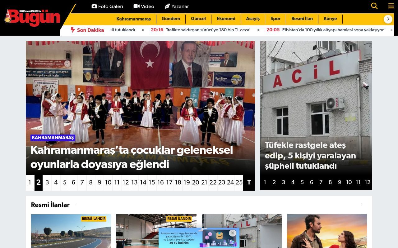 Homepage screenshot of marasbugun.com.tr