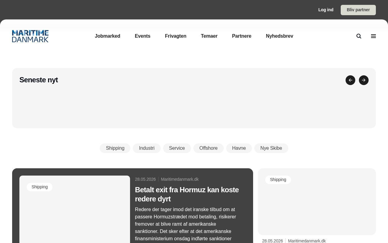 Homepage screenshot of maritimedanmark.dk
