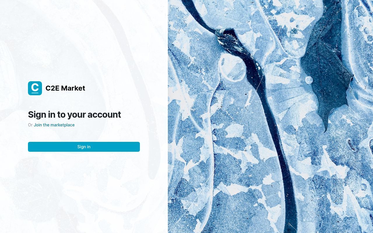 Homepage screenshot of market.c2emarket.com