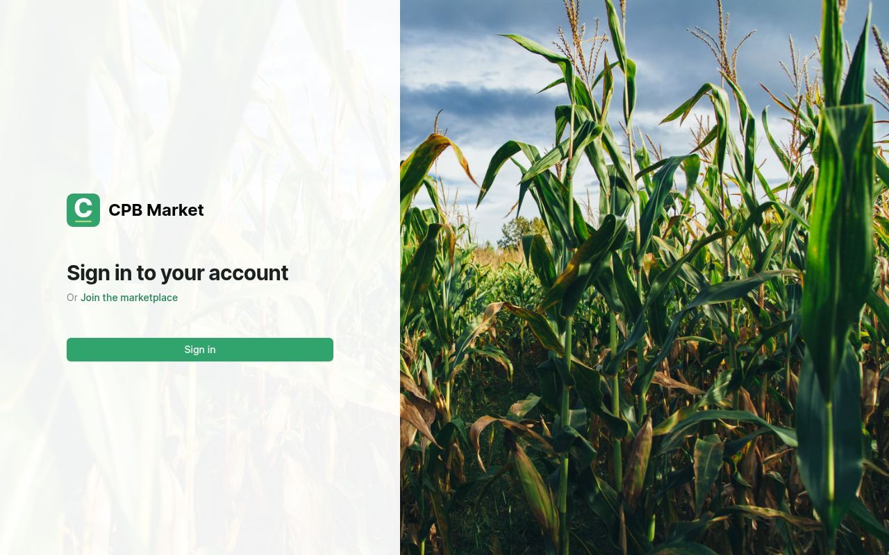 Homepage screenshot of market.cpbmarket.com