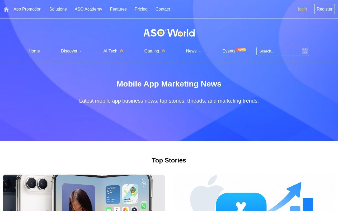 Homepage screenshot of marketingtrending.asoworld.com