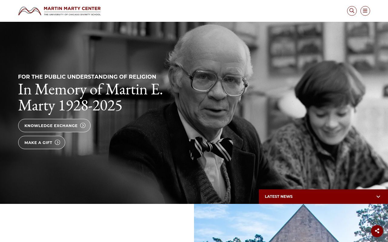 Homepage screenshot of martycenter.org