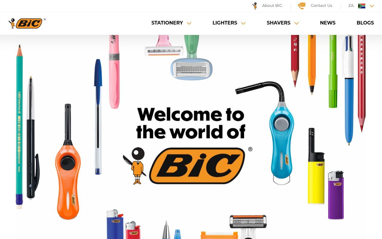 Homepage screenshot of mea.bic.com