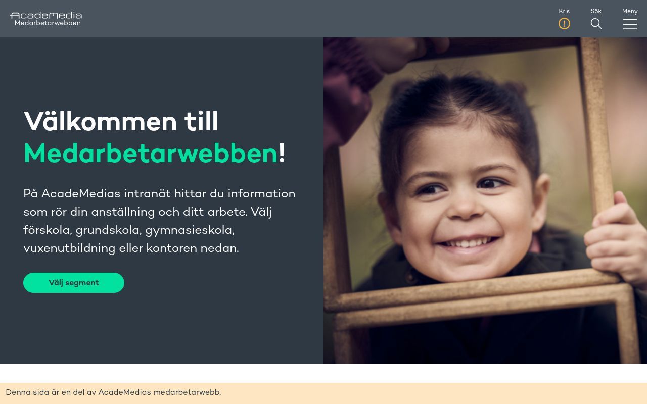 Homepage screenshot of medarbetare.academedia.se