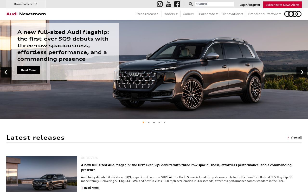 Homepage screenshot of media.audiusa.com