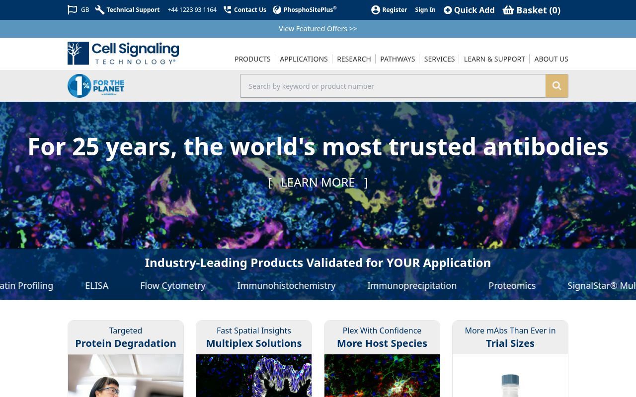Homepage screenshot of media.cellsignal.com