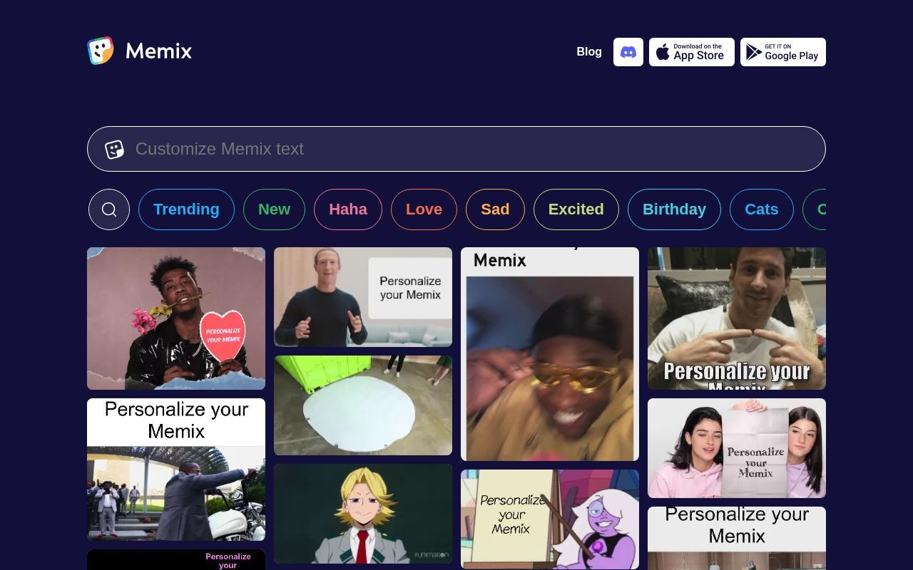 Homepage screenshot of media.memix.com