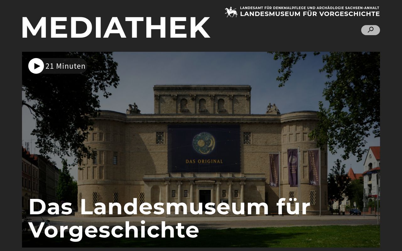 Homepage screenshot of mediathek.landesmuseum-vorgeschichte.de