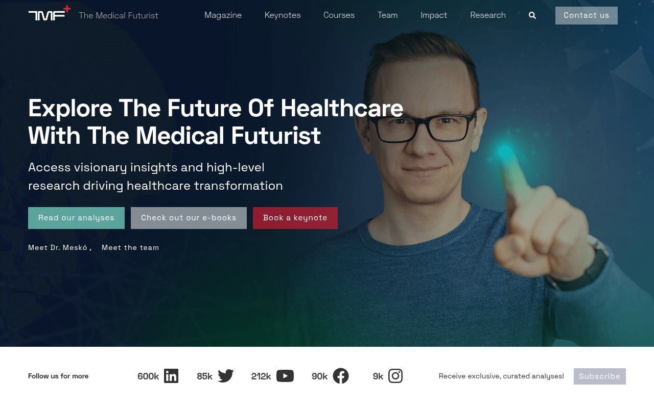 Homepage screenshot of medicalfuturist.com